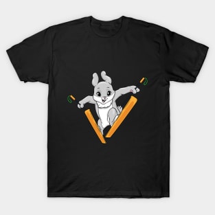 Rabbit as ski jumper with skis T-Shirt